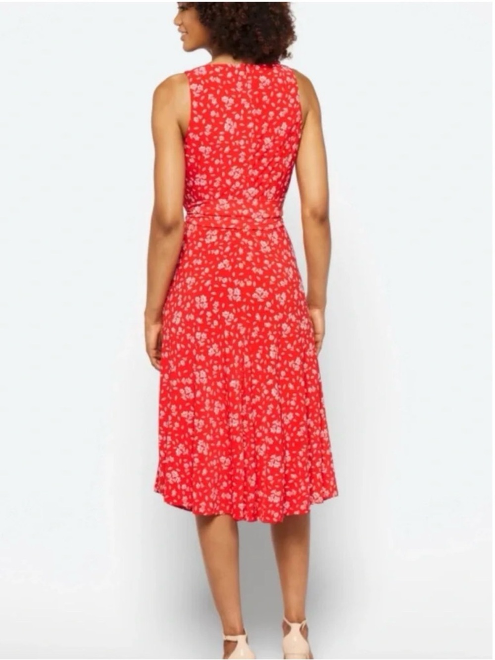 Lauren Ralph Lauren Women’s Red Floral Sleeveless Wrap Midi Dress, size 8 - Picture 2 of 12